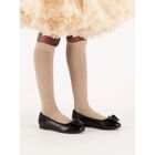 Girls Black Flower Leather Shoes, 1, hi-res