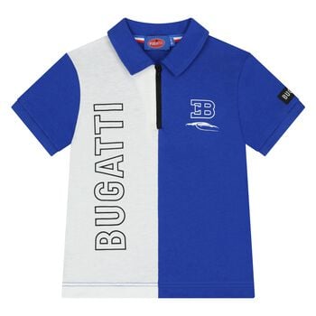 Younger Boys White & Blue Logo Polo Shirt