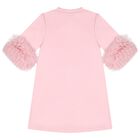 Girls Pink Bow Tulle Ruffle Meryl Dress, 2, hi-res