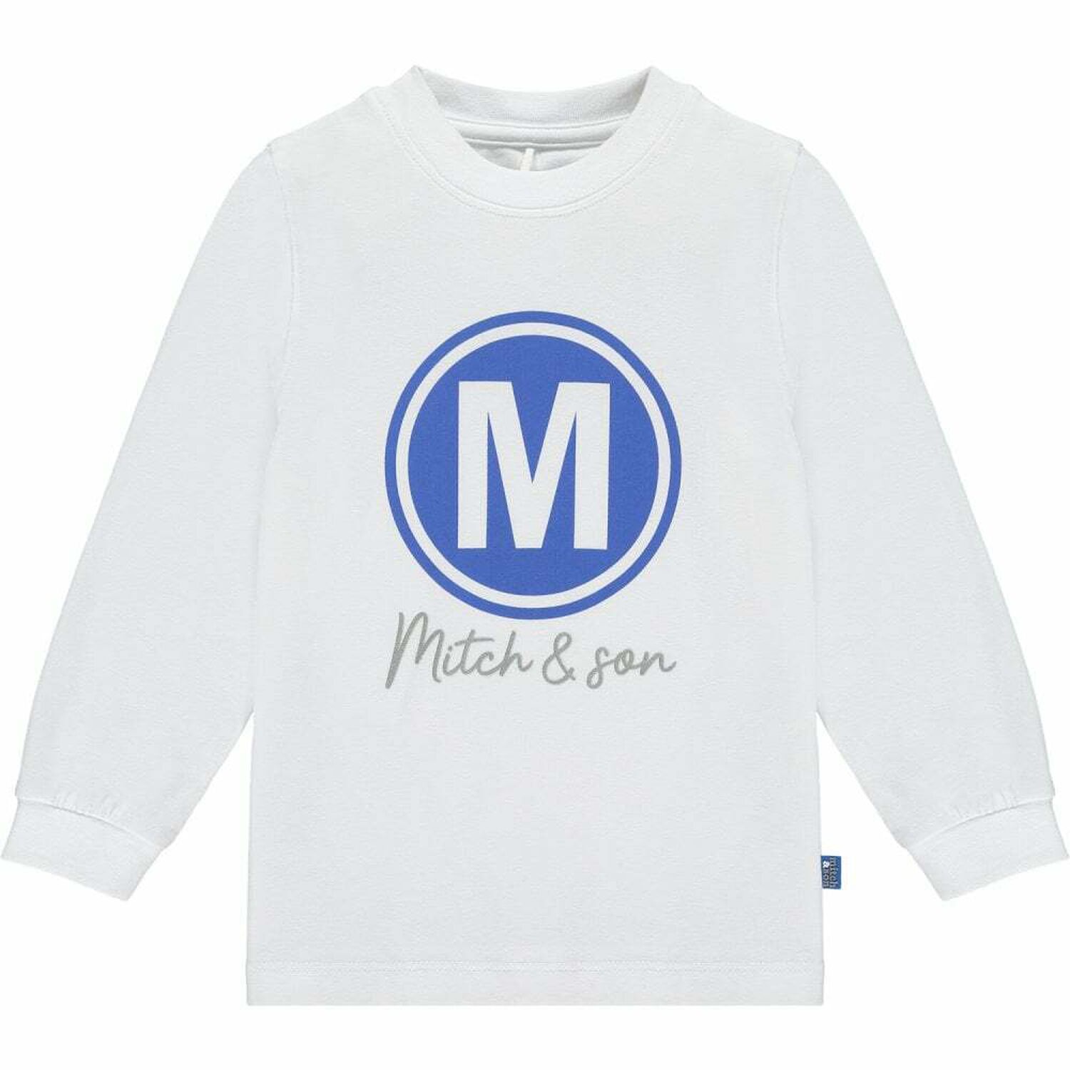Boys White Logo Long Sleeve Top, 1, hi-res
