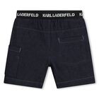Younger Boys White & Navy Blue Shorts Set, 1, hi-res