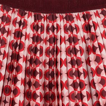 Girls Burgundy & Pink Pleated Skirt