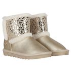 Girls Gold Faux Leather Boots, 3, hi-res