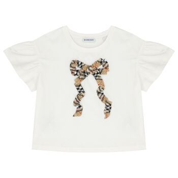 Girls White Bow T-Shirt