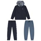 Boys Navy Blue & Blue Tracksuit Set (3 Piece), 1, hi-res