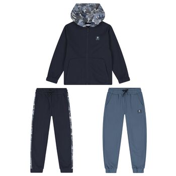 Boys Navy Blue & Blue Tracksuit Set (3 Piece)