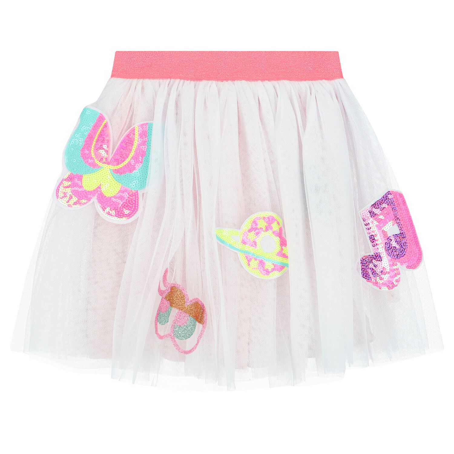 Girls White & Pink Sequin Skirt, 1, hi-res