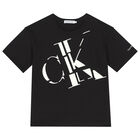 Boys Black Logo T-Shirt, 1, hi-res