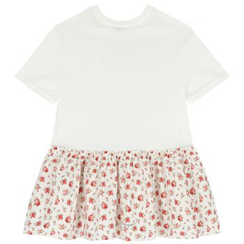 Girls White & Red Rose Dress