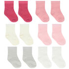 Baby Girls Pink & White Socks (6 Pack), 3, hi-res