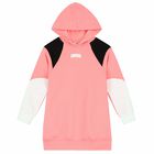 Girls Pink Logo Hooded Dress, 2, hi-res