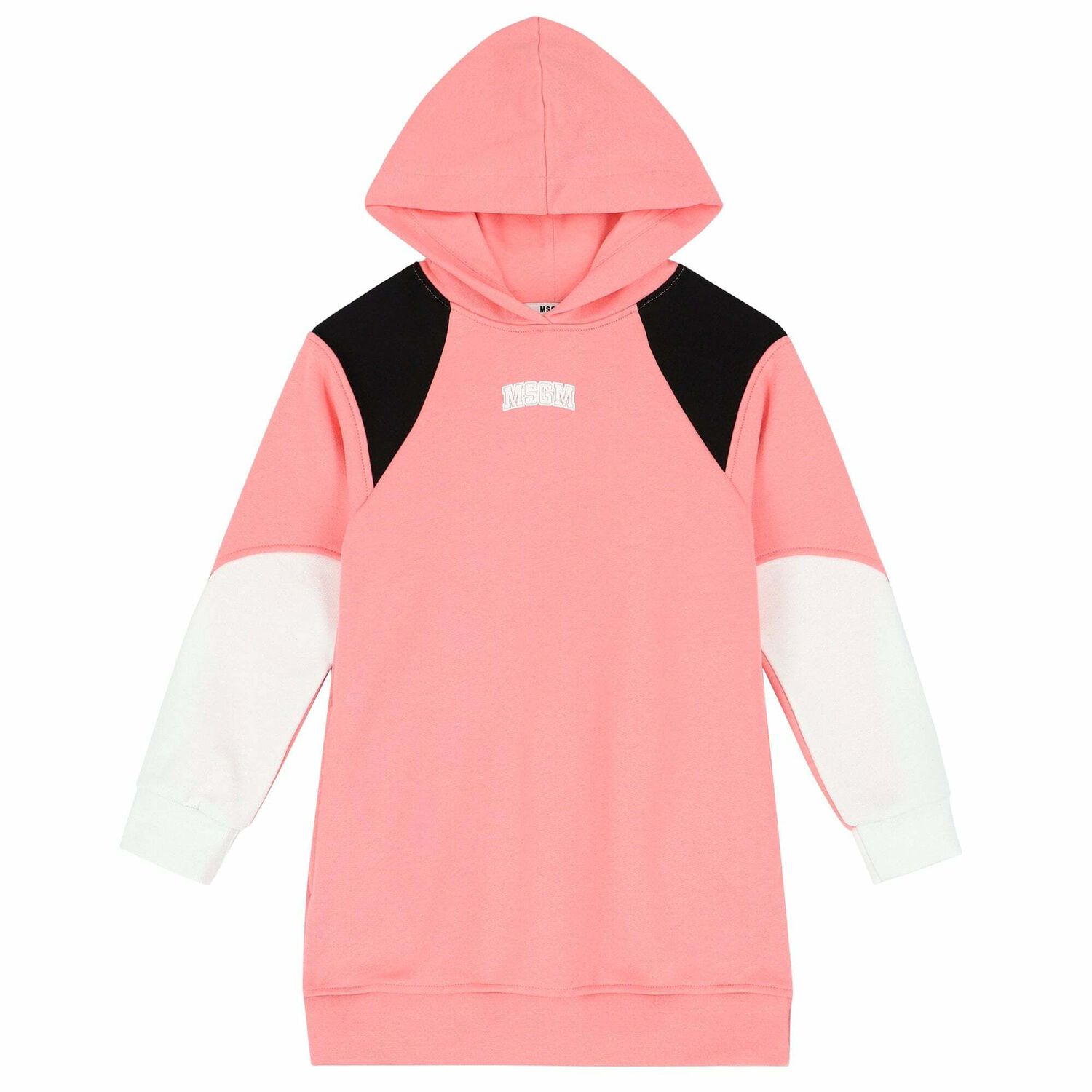 Girls Pink Logo Hooded Dress, 2, hi-res