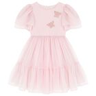 Girls Pink Embellished Chiffon Dress, 1, hi-res