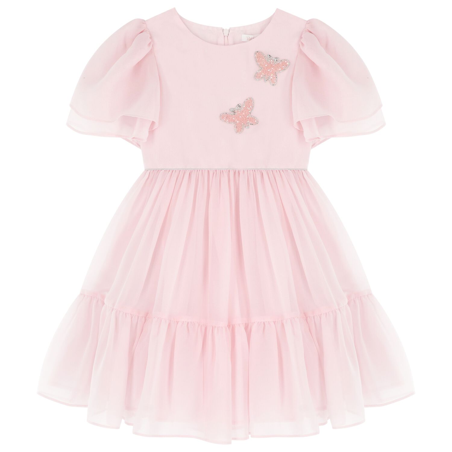 Girls Pink Embellished Chiffon Dress, 1, hi-res image number null