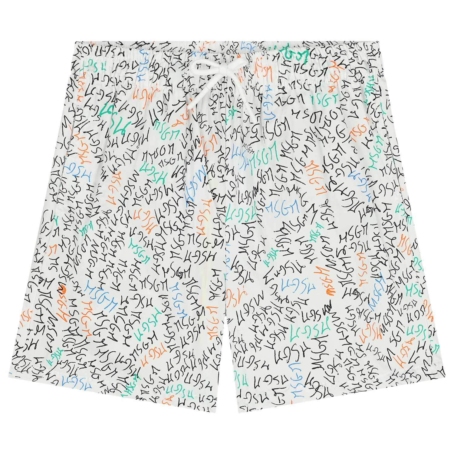 Boys White Logo Shorts, 1, hi-res