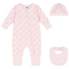 Baby Girls Pink Logo Romper Gift Set, 1, hi-res