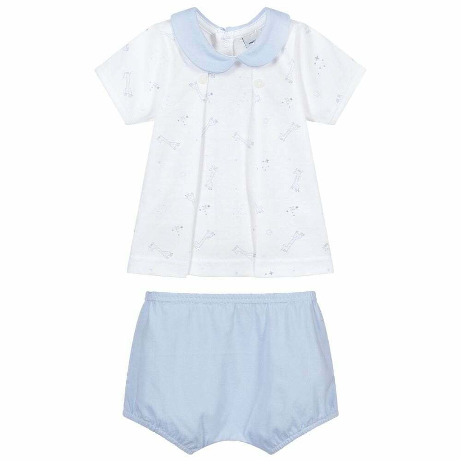 Baby Boys White & Blue Shorts Set, 1, hi-res image number null
