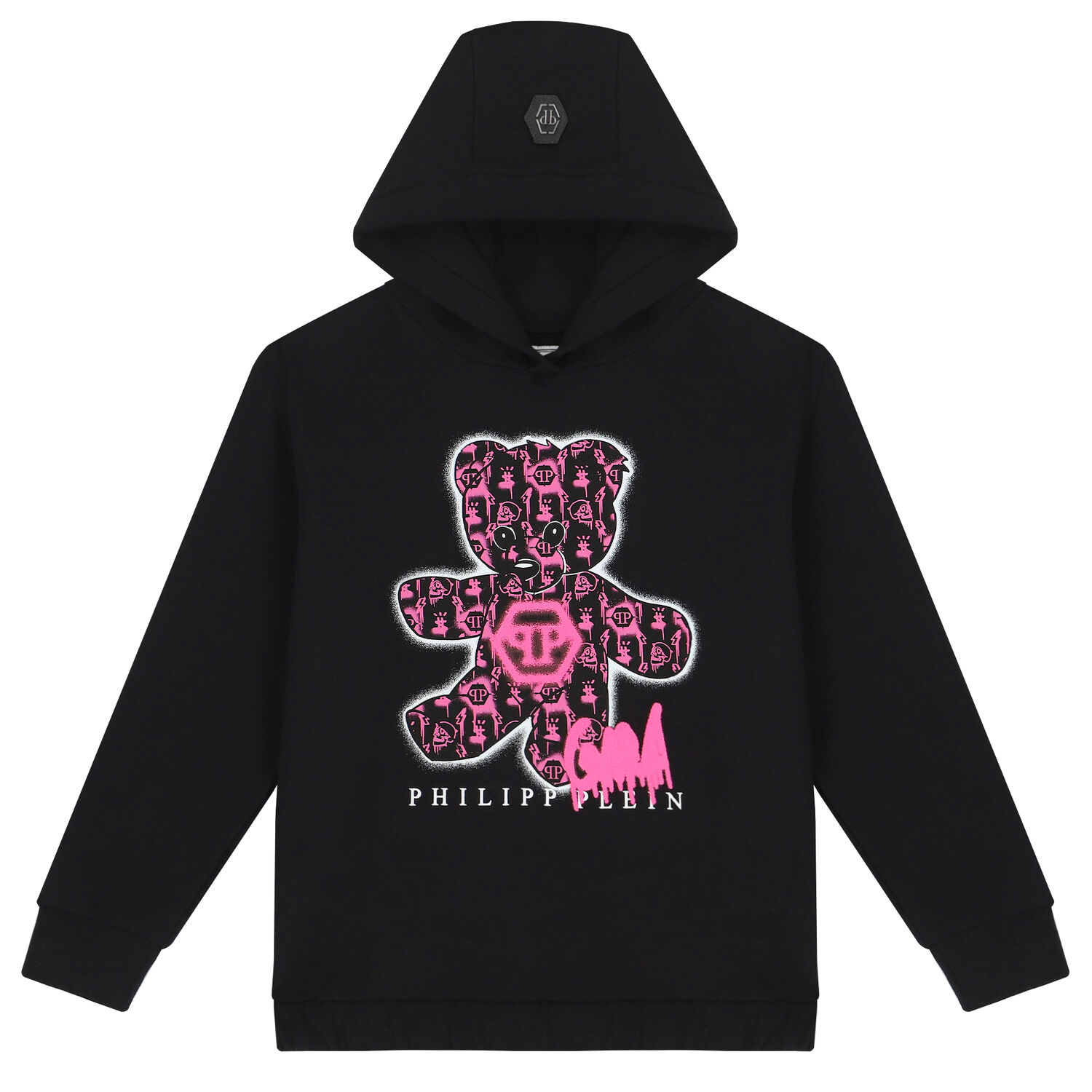 Girls Black Teddy Logo Hooded Top, 1, hi-res image number null