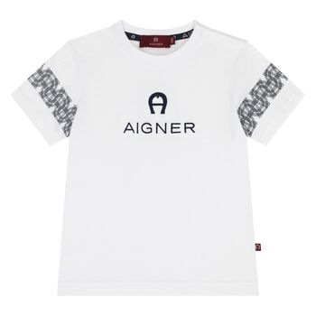 Younger Boys White Logo T-Shirt