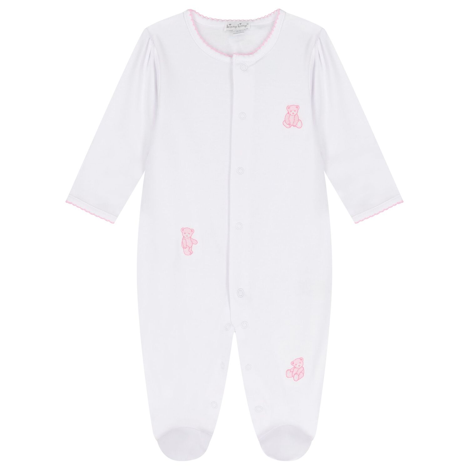 Baby Girls White & Pink Teddy Bear Time Babygrow Set, 1, hi-res image number null