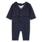 Baby Boys Navy Blue Romper Suit, 1, hi-res