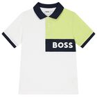 Boys White  & Navy Blue Logo Shorts Set, 2, hi-res