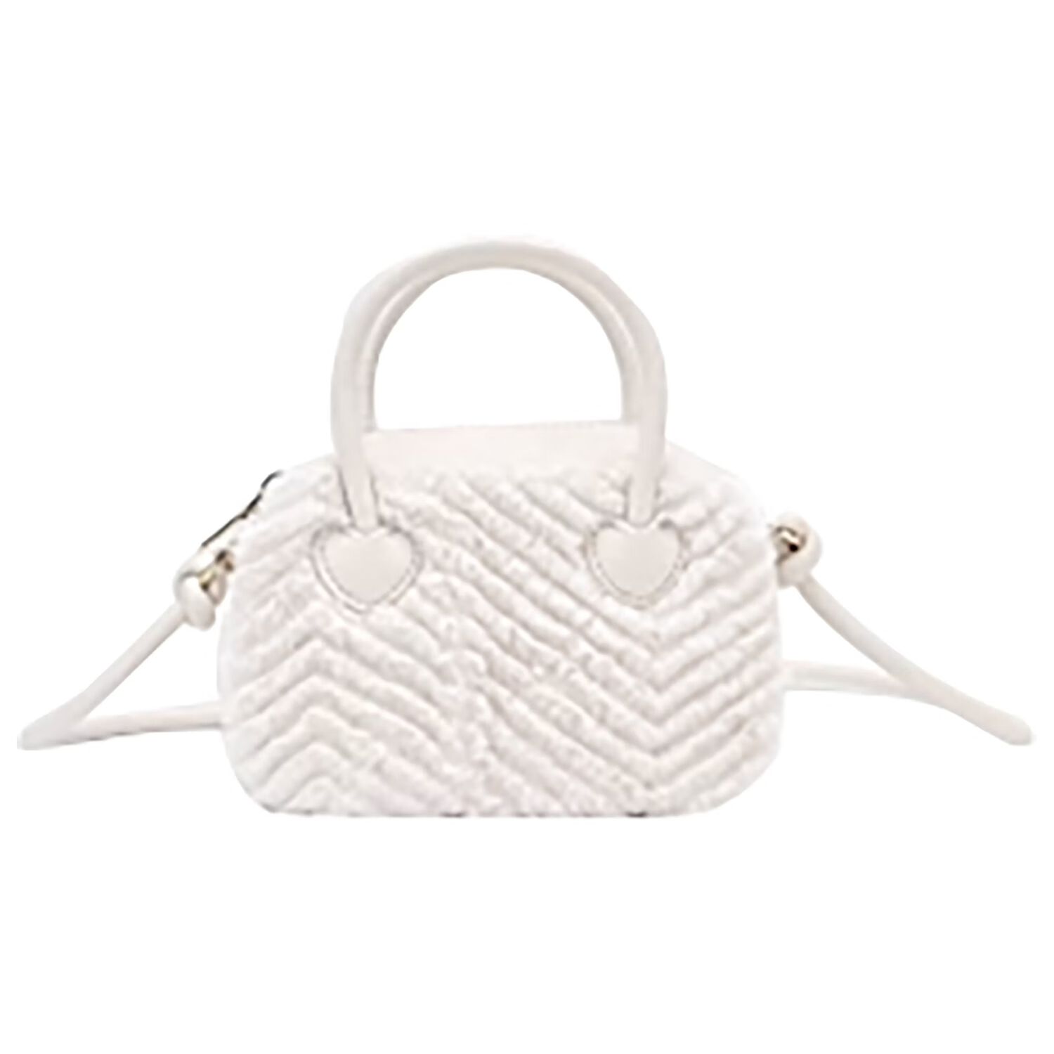 Girls Ivory Faux Fur & Leather Handbag, 1, hi-res