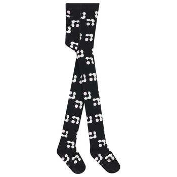 Girls Black Floral Tights