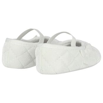 Baby Girls White Velvet Pre Walker Shoes