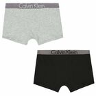 Boys Grey & Black Boxer Shorts ( 2-Pack ), 1, hi-res