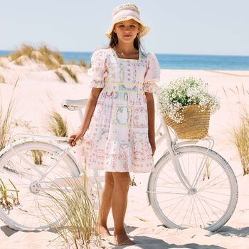 Girls White Floral Dress