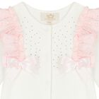 Girls Ivory & Pink Embellished Babygrow, 1, hi-res