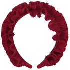 Girls Red Pleated Ruffled Headband, 1, hi-res