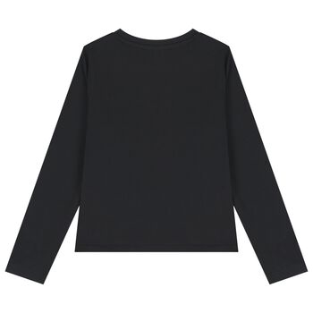 Girls Black Logo Long Sleeve Top