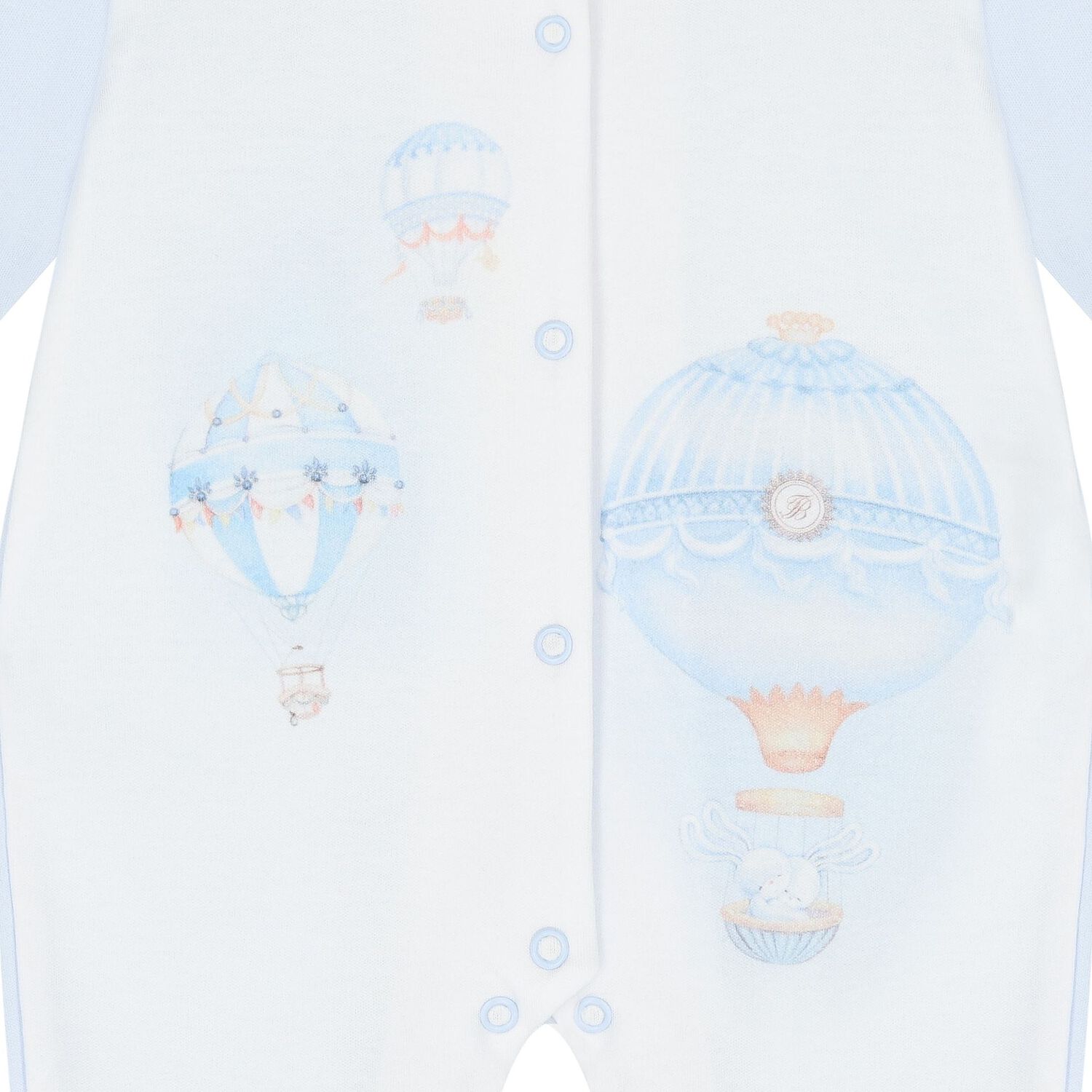 Baby Boys Blue & White Hot Air Balloon Babygrow, 1, hi-res image number null
