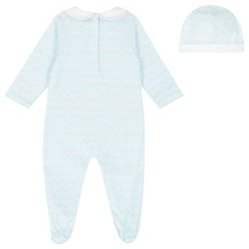 Baby Boys Blue Zig Zag Logo Babygrow Gift Set