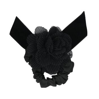 Girls Black Flower Scrunchie