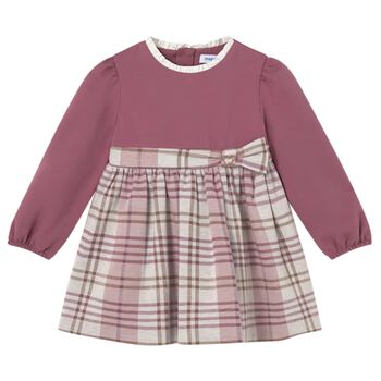 Younger Girls Red & Beige Plaid Dress