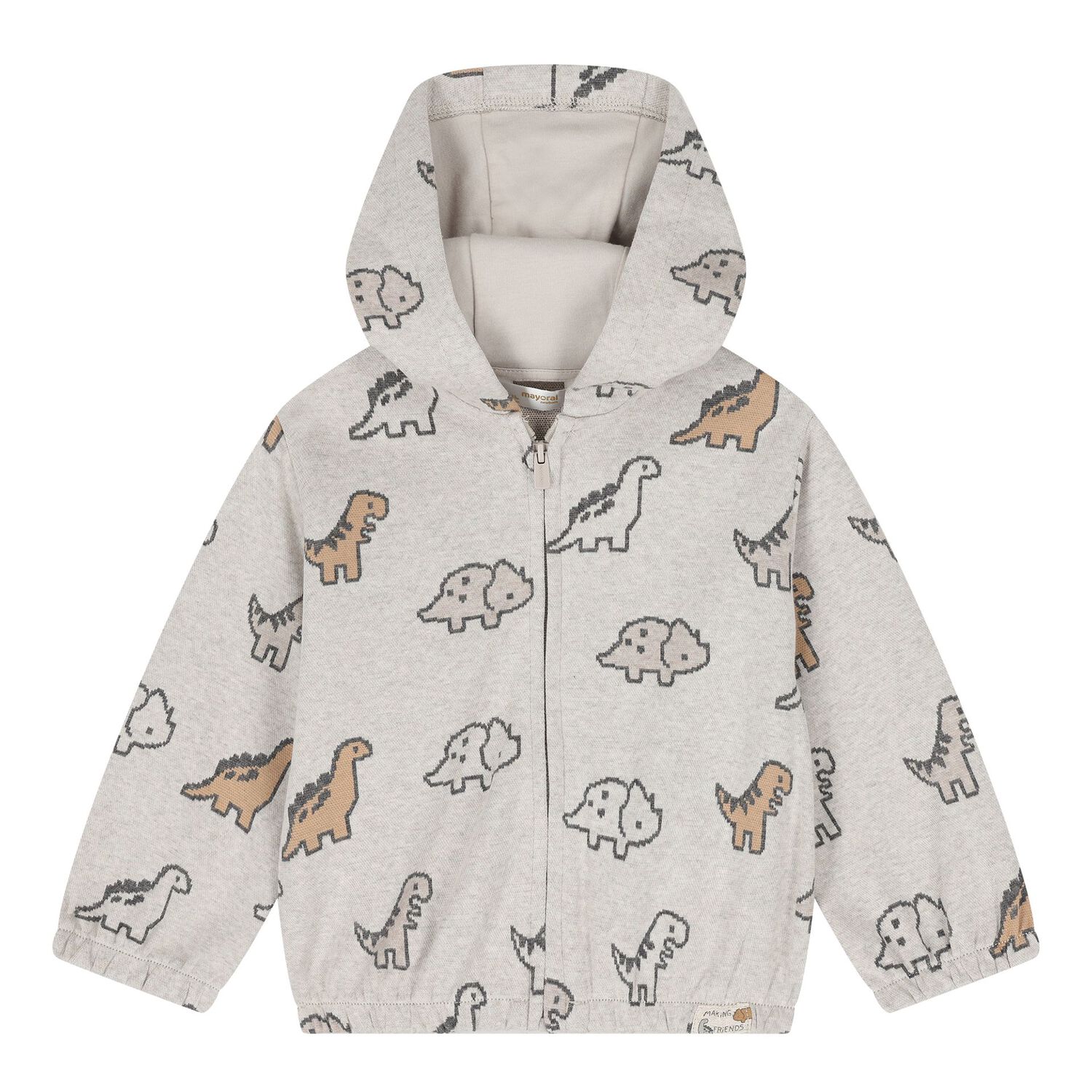 Baby Boys Grey & White Dinosaur Tracksuit ( 3 Piece ), 1, hi-res