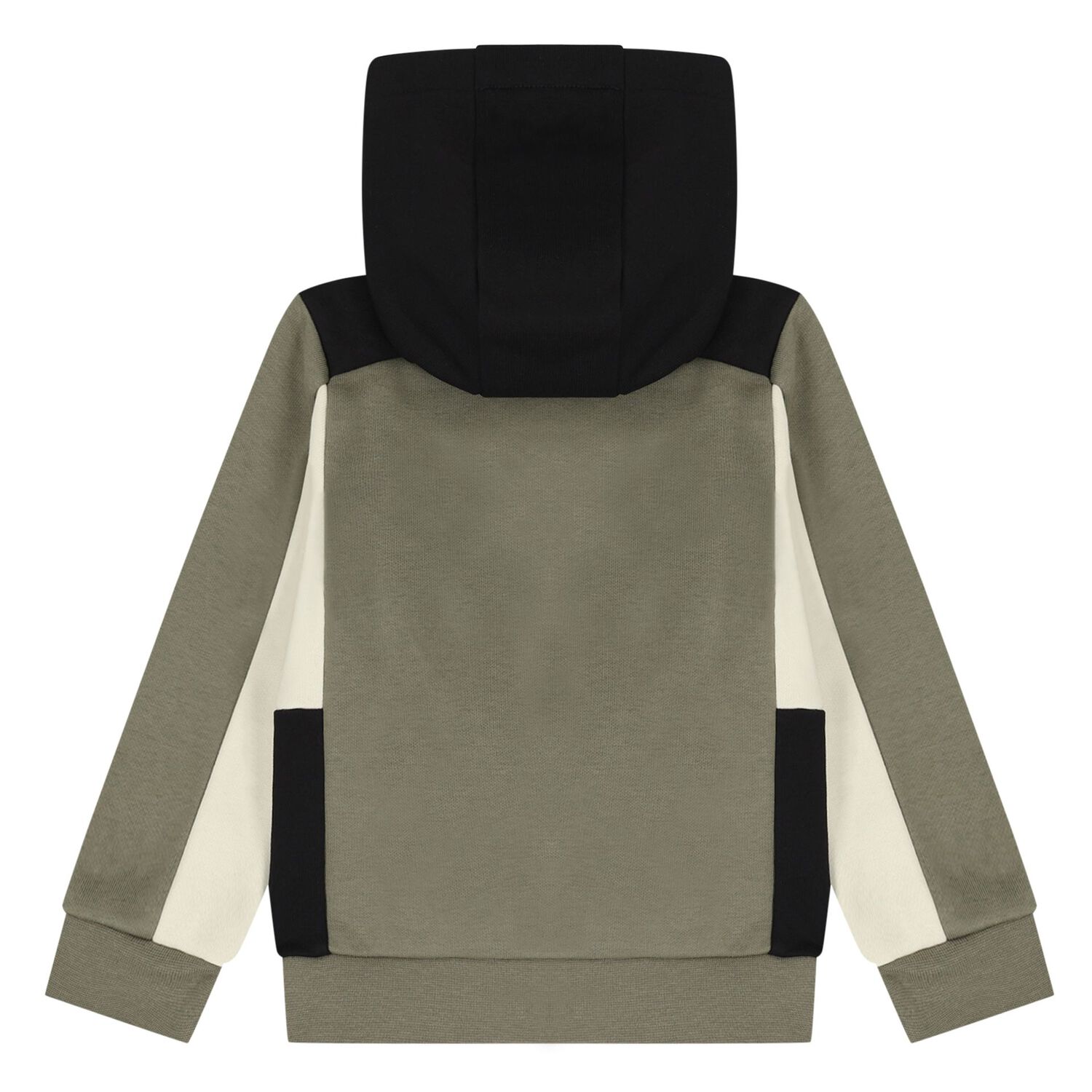 Younger Boys Green, Ivory & Black Hooded Zip Up Top, 2, hi-res