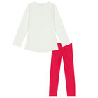Girls Ivory & Pink Graphic Leggings Set, 1, hi-res