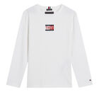 Boys White Logo Long Sleeve Top, 2, hi-res
