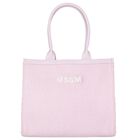 Girls Pink Straw Tote Bag, 3, hi-res