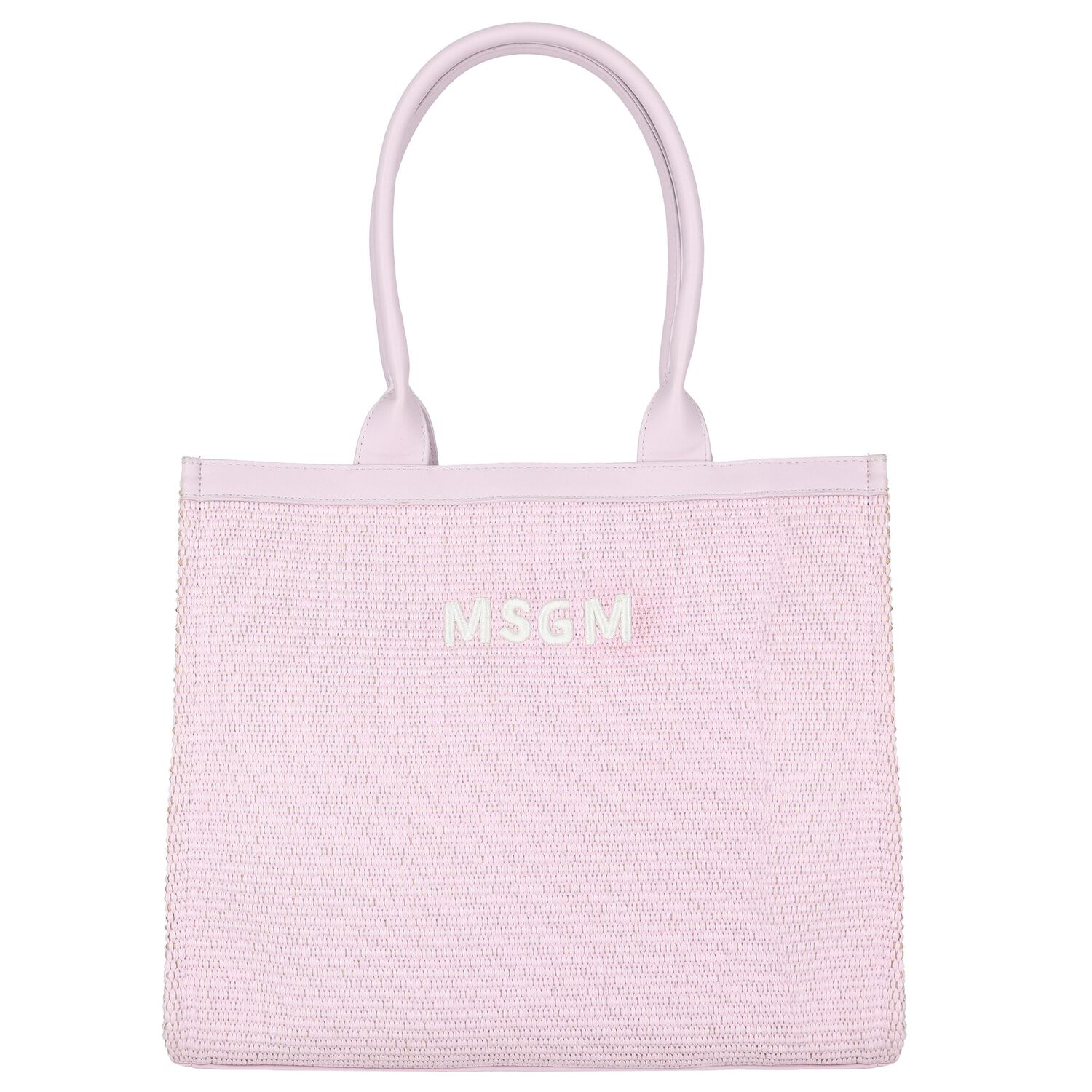 Girls Pink Straw Tote Bag, 3, hi-res