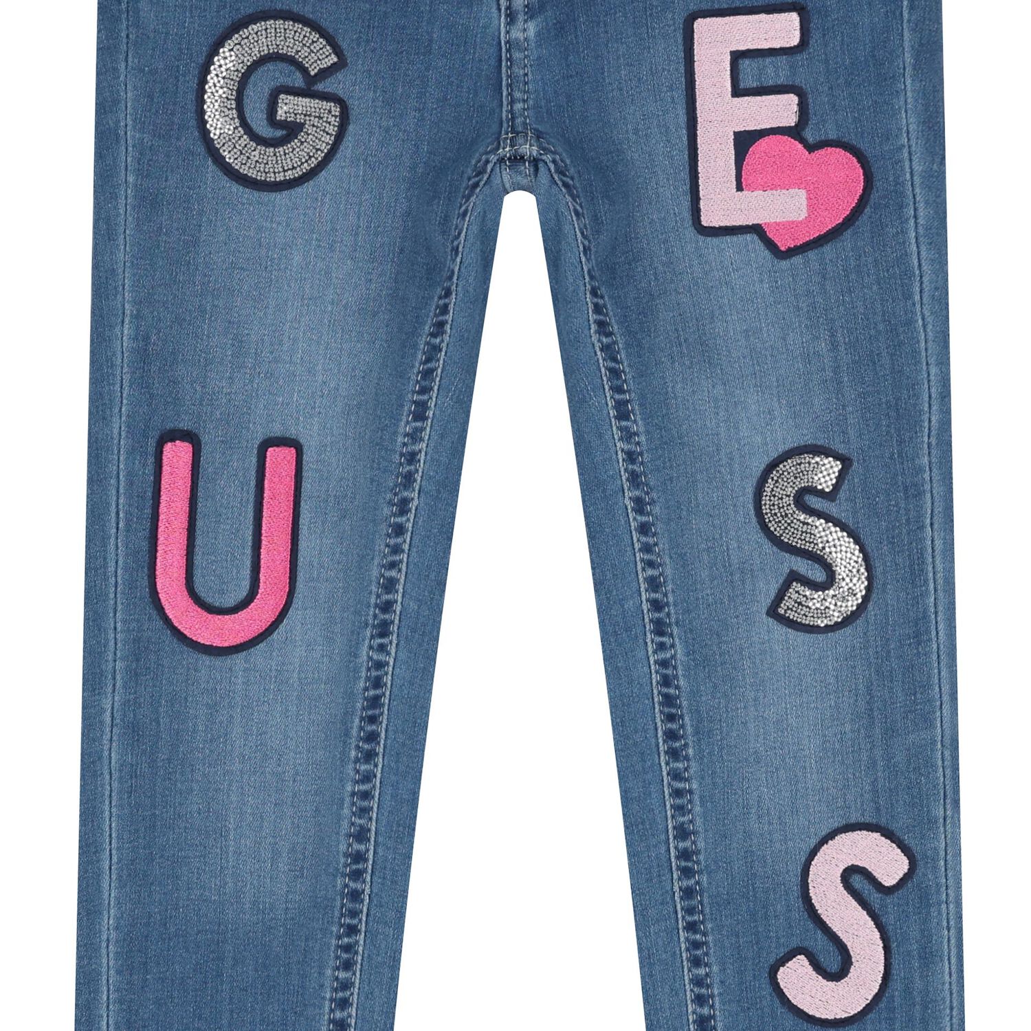 Girls Blue Logo Denim Jeans, 1, hi-res image number null