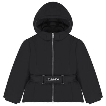 Girls Black Logo Padded Puffer Jacket