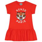 Girls Red Logo Tiger Dress, 1, hi-res