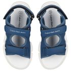 Boys Blue & White Logo Sandals, 1, hi-res