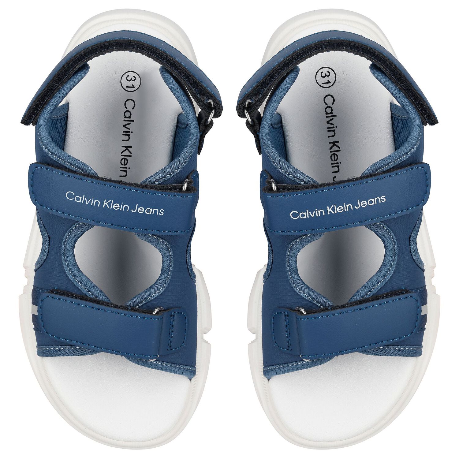 Boys Blue & White Logo Sandals, 1, hi-res