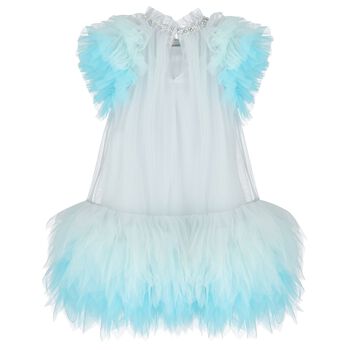 Girls Blue Ruffled Tulle Dress